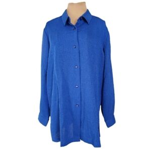 Susan Gail Collection Navy‎ Blue Button- up Blouse Women's 14